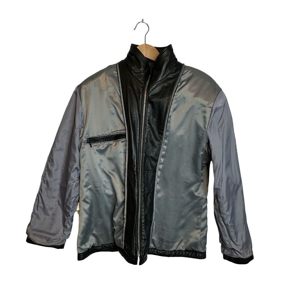WILSONS LEATHER Black Belted Leather Biker Jacket Zip Front Size Medium - Picture 7 of 14
